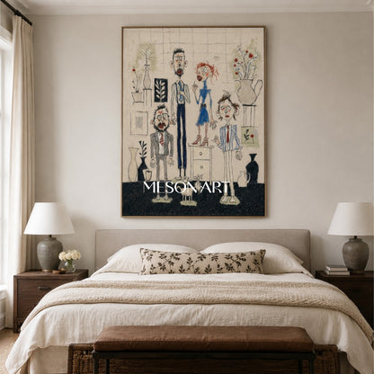 Original Expressionist Figurative Art With Textured Canvas For Modern Living Room Decor