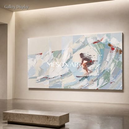White And Gray Abstract Figurative Painting Panoramic Wall Art Original Artist Contemporary Art By Mesonart