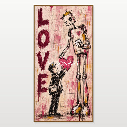 Pink And Red Contemporary Graffiti Abstract Painting Panoramic Wall Art By Mesonart