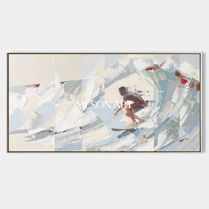 White And Gray Abstract Figurative Painting Panoramic Wall Art Original Artist Contemporary Art By Mesonart