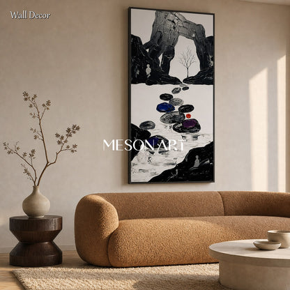 Minimalist Abstract Oil Painting With Palette Knife Texture For Modern Entryway Decor
