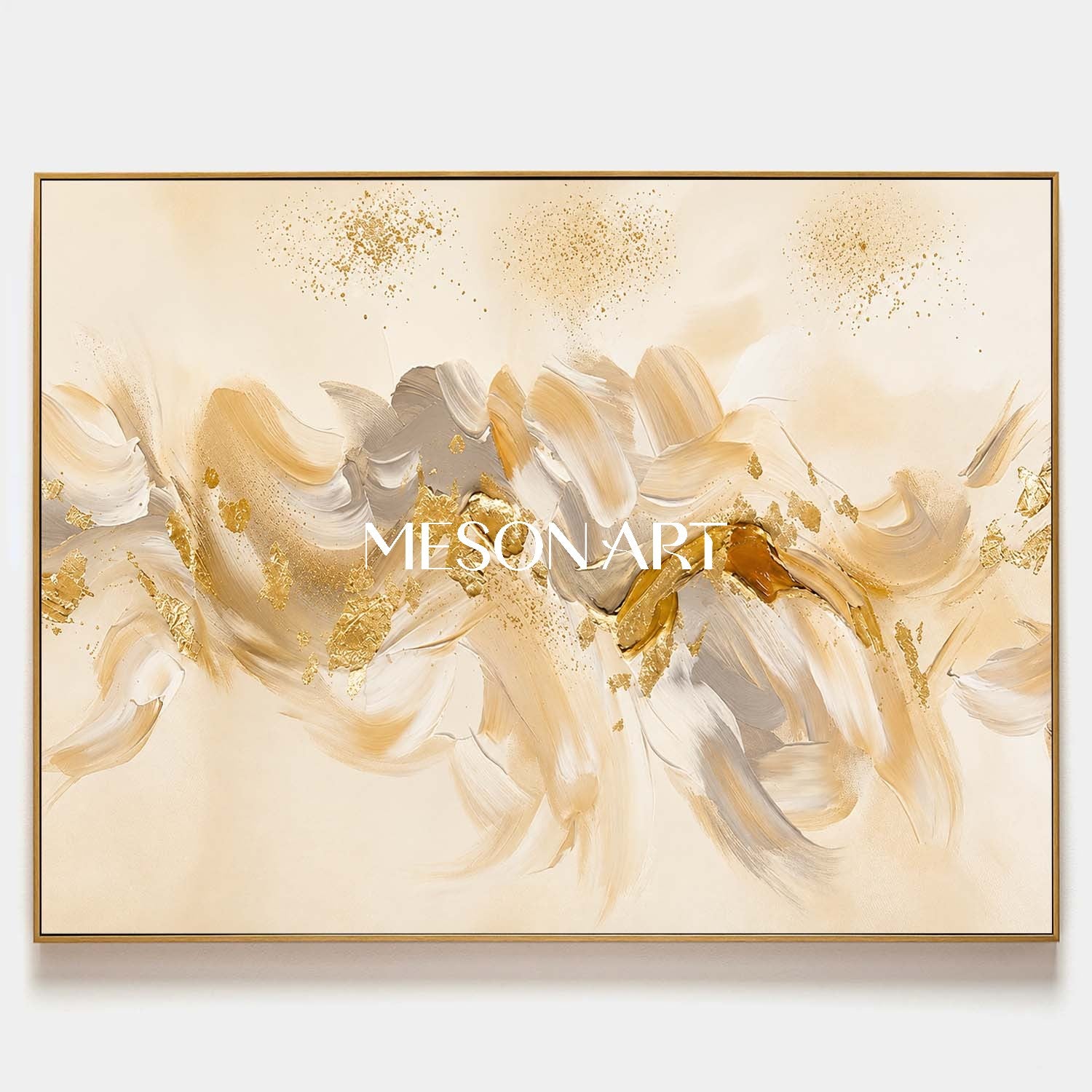 Luxury Abstract Art With Gold Leaf For Modern Living Room Decor