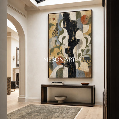 Urban Graffiti Abstract Art With Textured Relief For Modern Living Room Decor