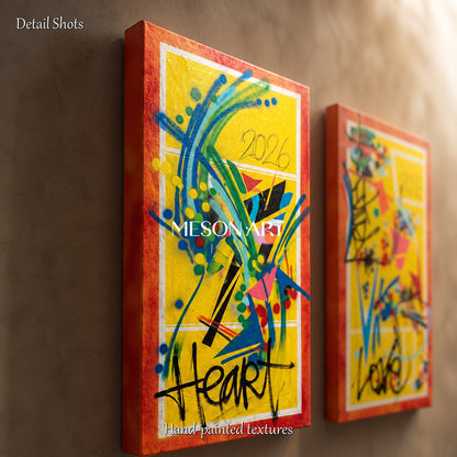 Yellow And Black Graffiti Painting Banksy Style Rectangular Wall Art For Living Room Original Artist By Mesonart