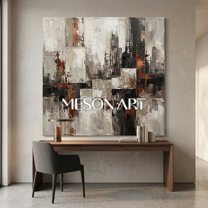 Abstract City Plaster Texture Art With Thick Impasto For Modern Living Room Decor
