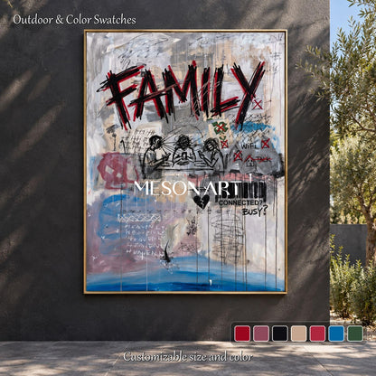 Black And Red Graffiti Art Contemporary Decorative Painting Rectangular Wall Art Original Artist By Mesonart