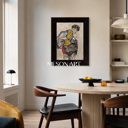 Brown And Yellow Figurative Contemporary Art Original Artist Fine Collectible Rectangular Painting By Mesonart