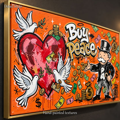 Orange Red Pop Art Graffiti Painting KAWS Style Cartoon Wall Decor For Living Room By Mesonart