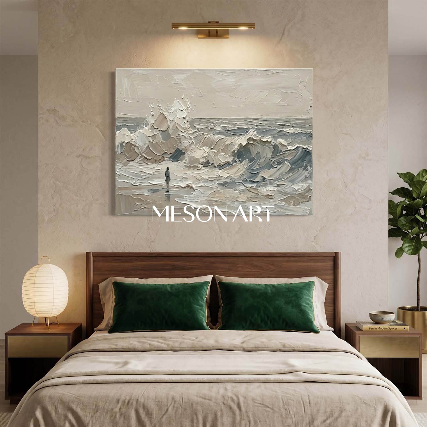 Minimalist Ocean Abstract Art With Textured Relief For Modern Living Room And Bedroom Decor