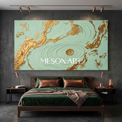 Large Gold Textured Abstract Painting For Modern Living Room Wall Decor
