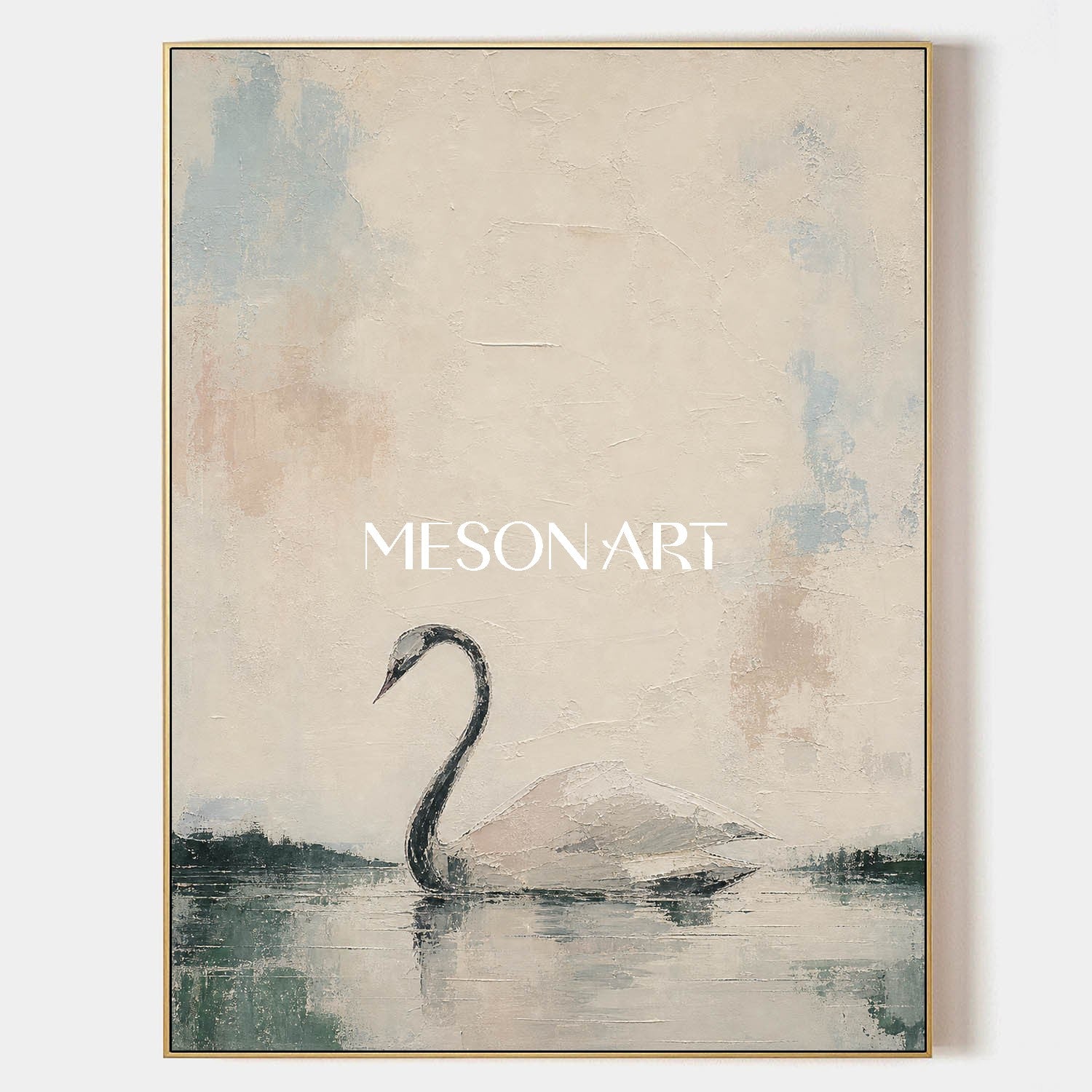 Minimalist Swan Painting Abstract Wall Art For Modern Living Room And Bedroom Decor