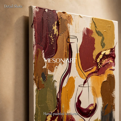 Red And Gold Figurative Painting Contemporary French Bistro Original Art By Mesonart