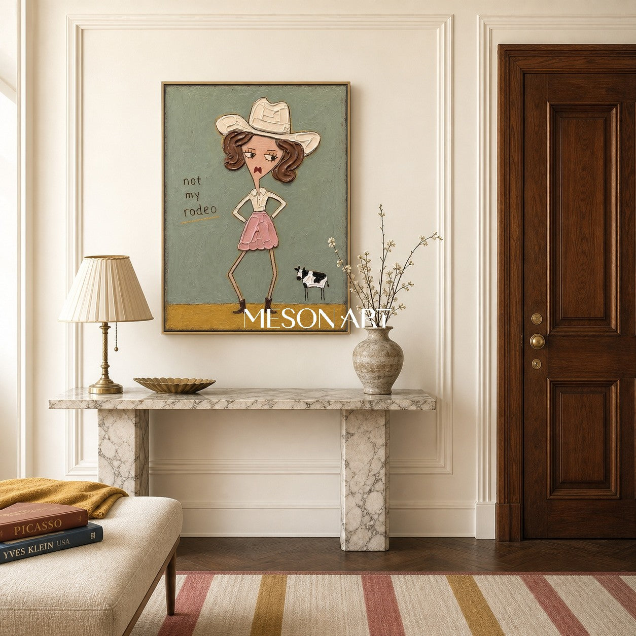 Whimsical Cowgirl Painting With Textured Acrylics For Eclectic Decor