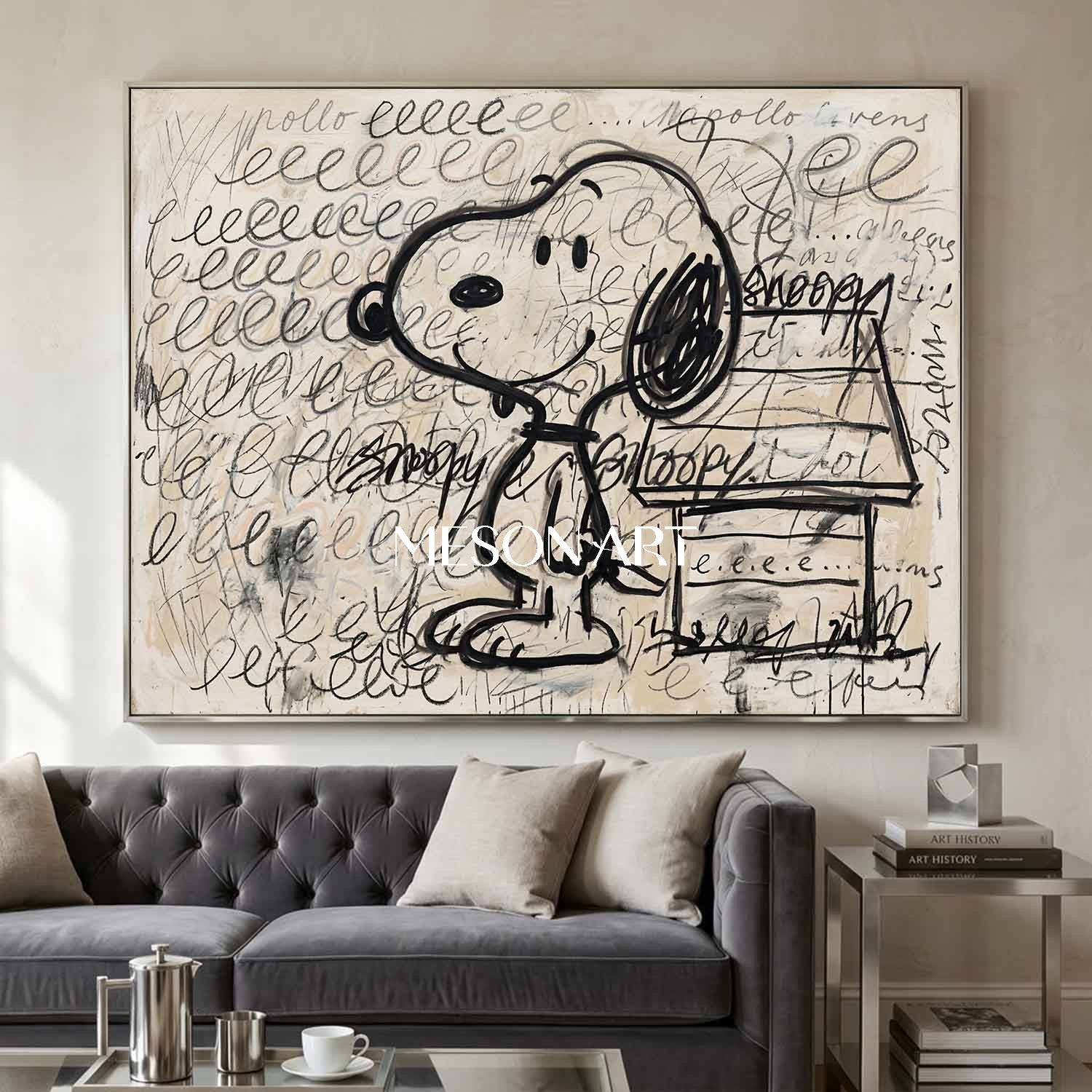 Snoopy Doghouse Oil Painting Hand Painted Pop Art Bedroom Wall Canvas