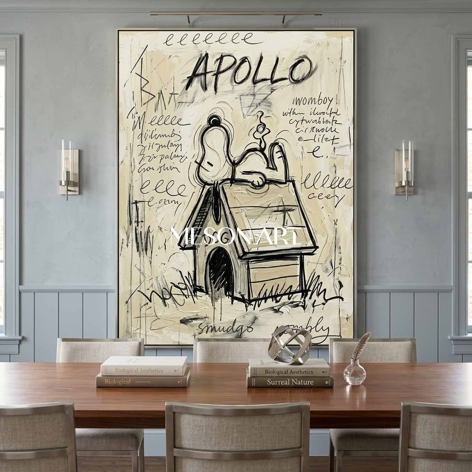 Street Art Snoopy Painting Kids Room Modern Office Console Table Canvas