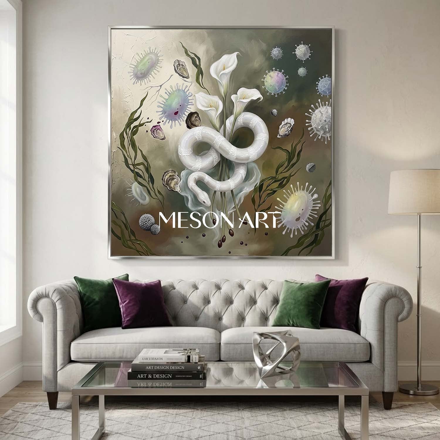 Large Hand Painted Spa Surrealism Wall Art Symbolist Calla Lily Canvas