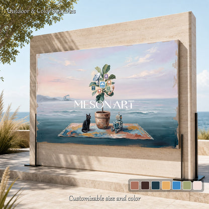 Blue Surrealism Painting Large Contemporary Art Original Artist Hand Painted By Mesonart