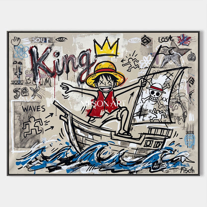Red And Blue Cartoon Graffiti Art Pop Gaming Wall Decor Rectangular Canvas By Mesonart