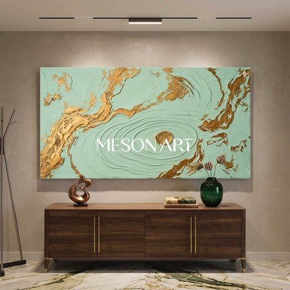 Large Gold Textured Abstract Painting For Modern Living Room Wall Decor