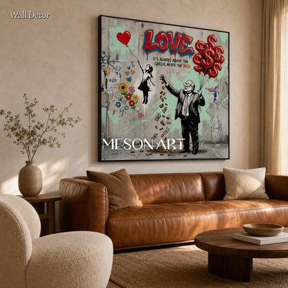 Red And Black Graffiti Wall Art Square Canvas Original Artist Hand Painted By Mesonart