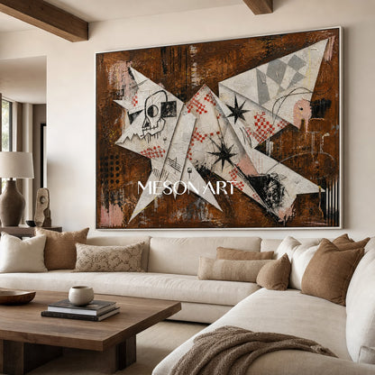 Original Pop Art Painting With Symbolic Animal Motifs For Modern Home Decor
