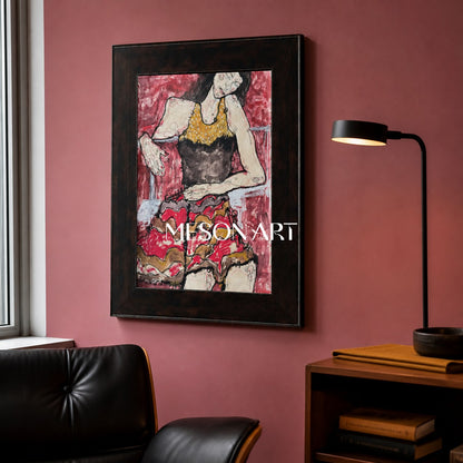 Red And Brown Figurative Painting Contemporary Original Artwork Rectangular Wall Art For Living Room By Mesonart
