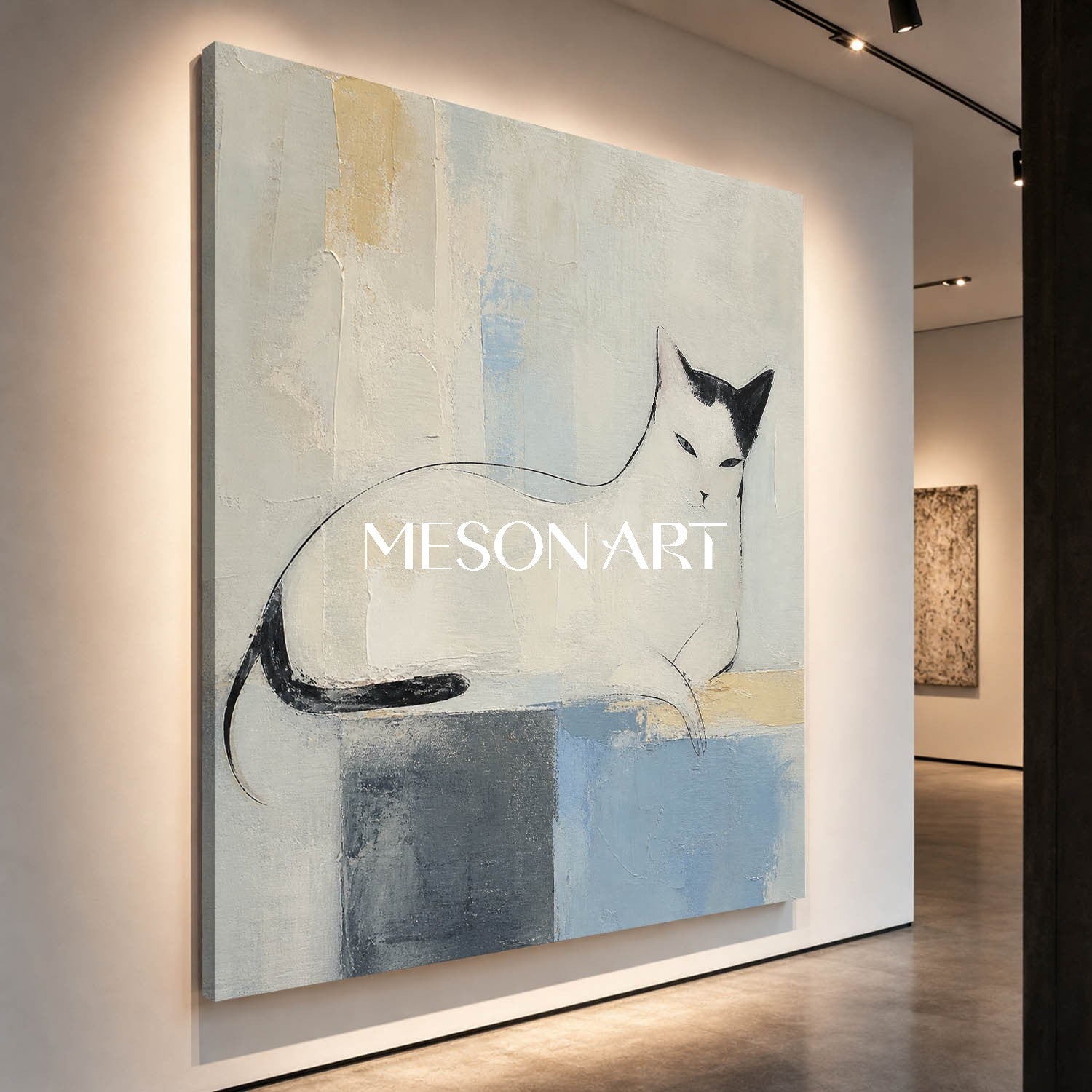 Minimalist Cat Painting Abstract Canvas Wall Art For Living Room Bedroom Decor