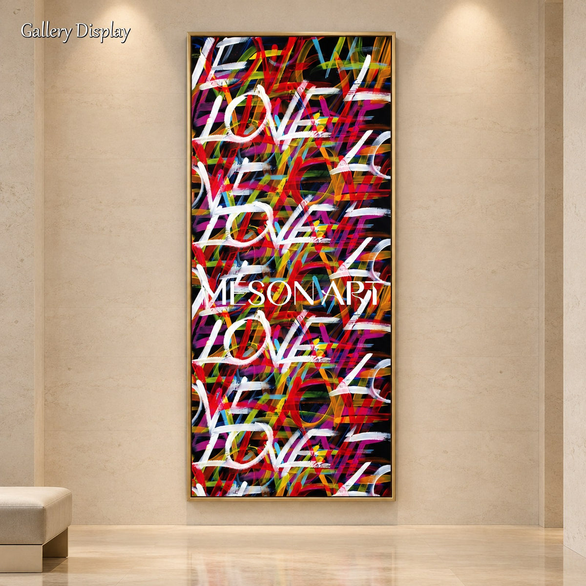 Black And Red Graffiti Love Art Panoramic Painting Original Artist Hand Painted Wall Decor For Living Room By Mesonart