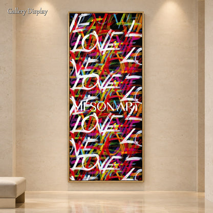 Black And Red Graffiti Love Art Panoramic Painting Original Artist Hand Painted Wall Decor For Living Room By Mesonart