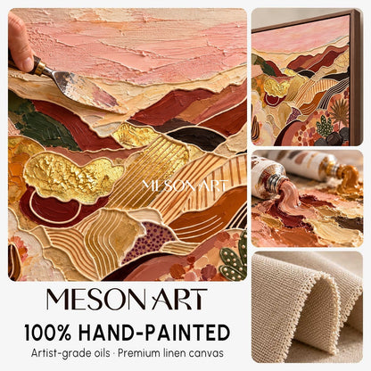 Earthy Bohemian Abstract Painting Rectangular Canvas Art Special Gift For Her Or Him By Mesonart