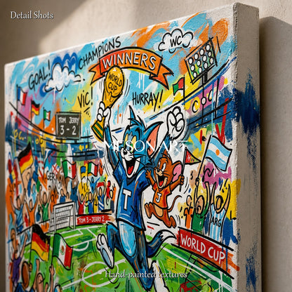 Tom And Jerry World Cup Graffiti Art For Living Room And Kids Room