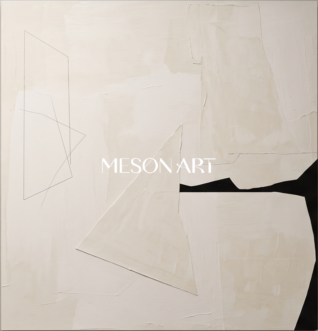 Beige And Black Contemporary Painting Square Wall Art Original Statement Artwork By Mesonart