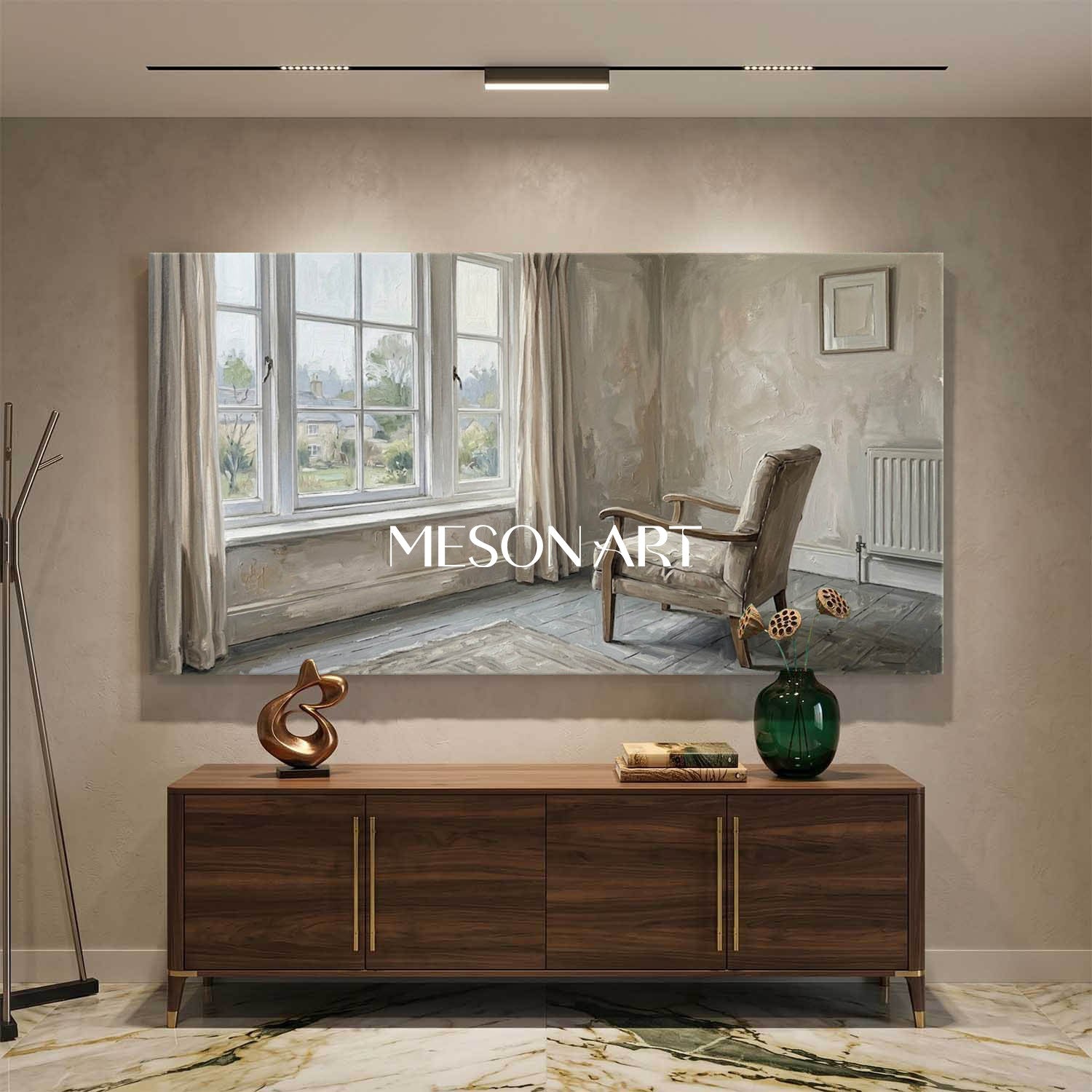 Art Deco Inspired Horizontal Canvas Art With Timeless Neutral Palette