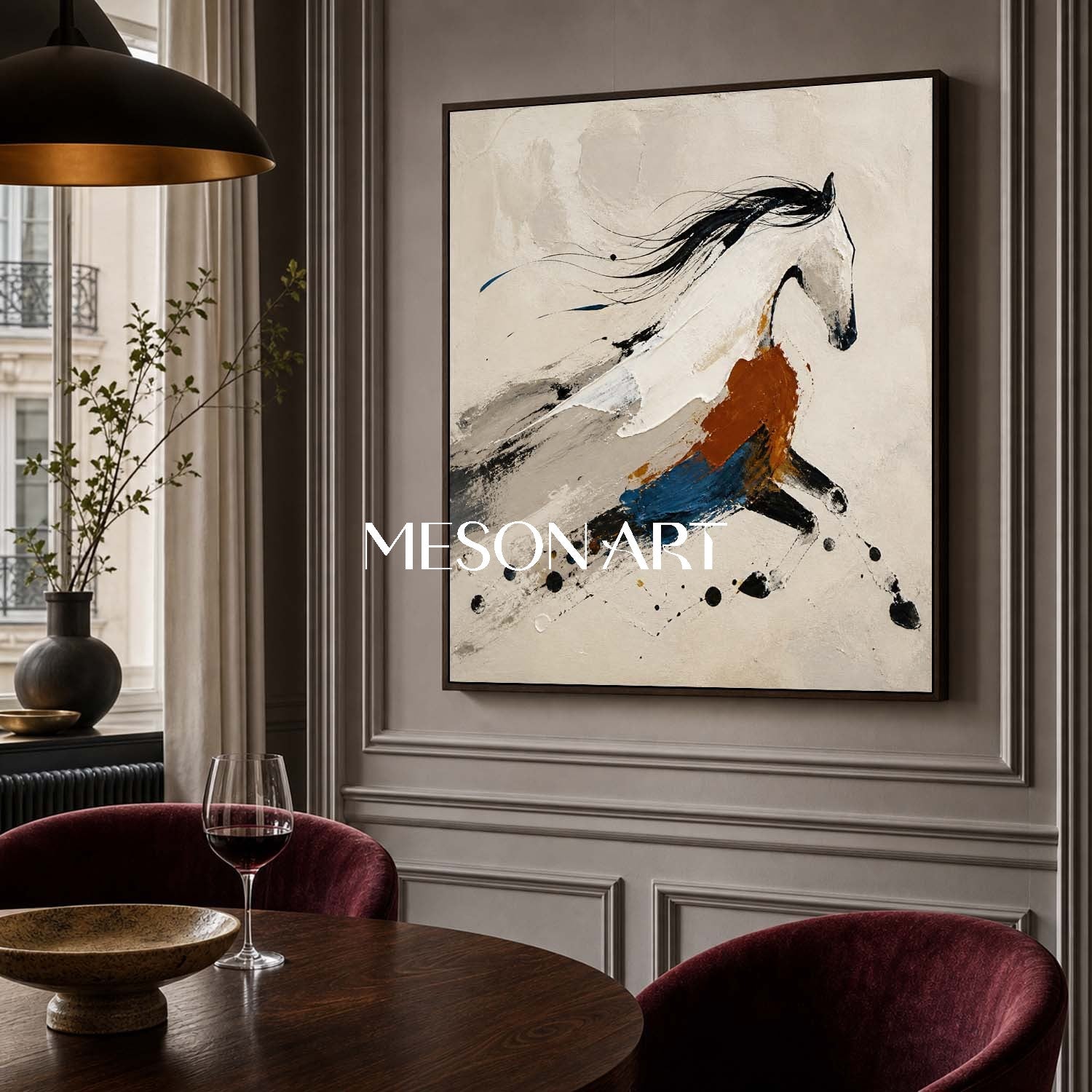 Abstract Horse Canvas Art Minimalist Wall Decor For Living Room And Office