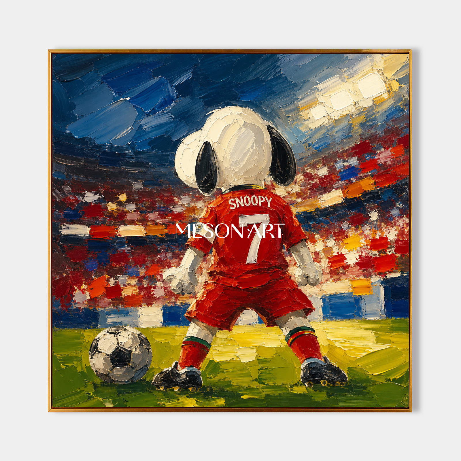Snoopy Football Art Print In Red Jersey For Living Room Kids Room Pop Culture Wall Decor