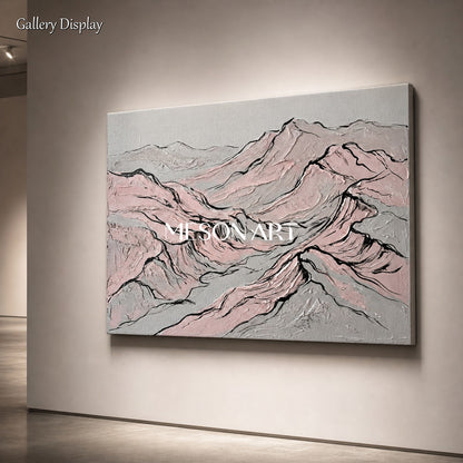 Pink Gray Mountain Art Deco Painting For Modern Living Room Decor