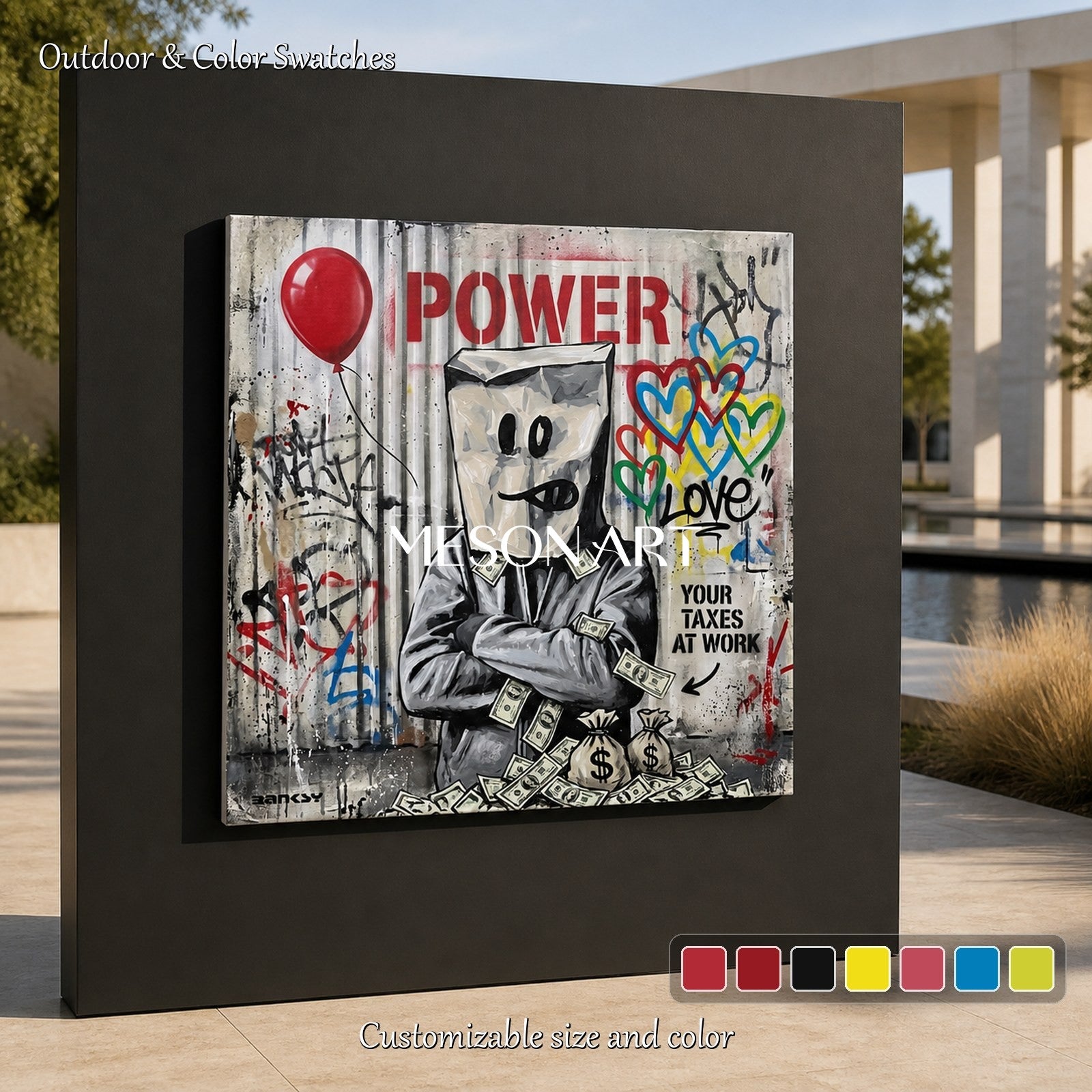 Red And Black Graffiti Painting Square Wall Art For Living Room Original Artist Hand Painted By Mesonart