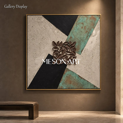 Gray And Black Abstract Art Square Wall Decor Original Artist Hand Painted By Mesonart