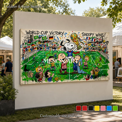 Snoopy World Cup Victory Pop Art Painting For Modern Living Room And Game Room Decor