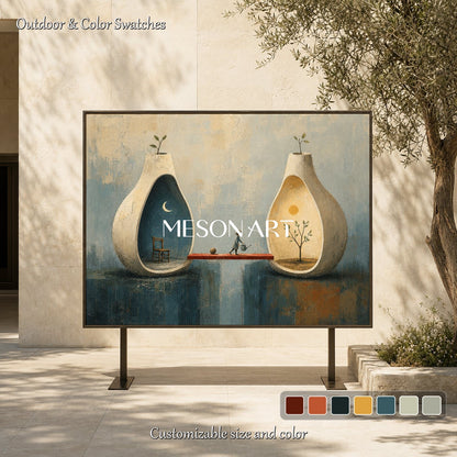 Surrealist Art Print Day And Night Balance For Modern Living Room Decor