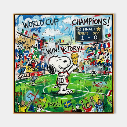 Snoopy World Cup Champion Pop Art Painting For Kids Room And Living Space Decor