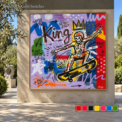 Purple And Yellow Graffiti Pop Culture Art KAWS Style Square Wall Decor For Living Room By Mesonart
