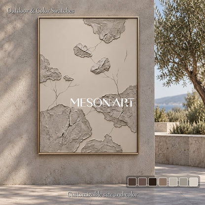Gray Abstract Art Wabi Sabi Rectangular Wall Decor For Living Room By Mesonart
