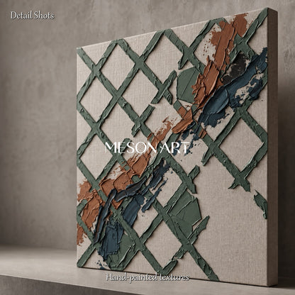 Minimalist Abstract Painting With Textured Relief For Modern Living Room Decor