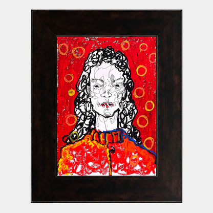Modern Abstract Portrait Painting With Red And Yellow For Living Room Wall Decor