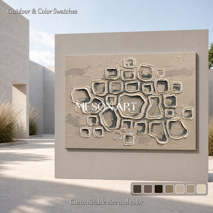 Minimalist Geometric Abstract Art With Textured Relief For Modern Living Room Decor