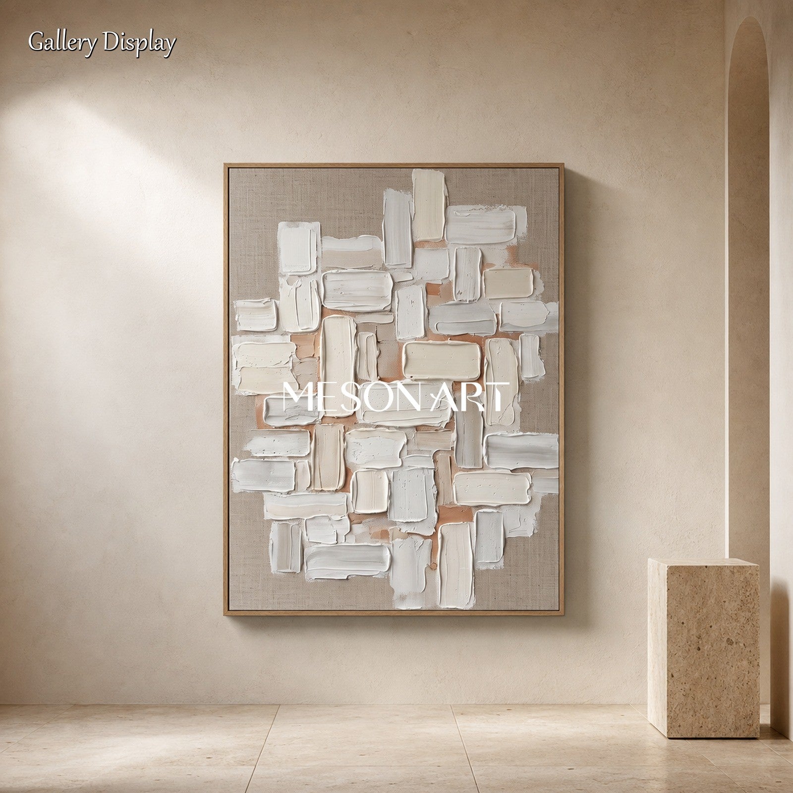 Minimalist Abstract Painting With Textured Relief For Modern Home Decor