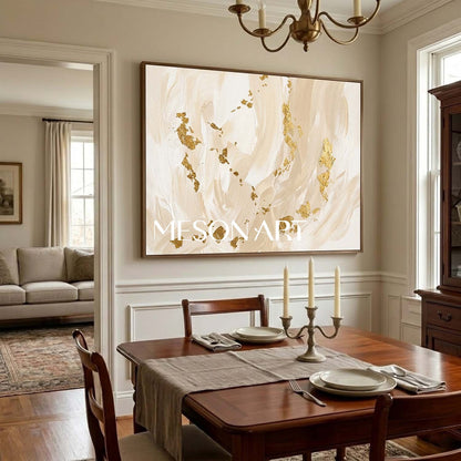 Luxury Minimalist Abstract Art With Gold Leaf For Modern Living Rooms And Bedrooms