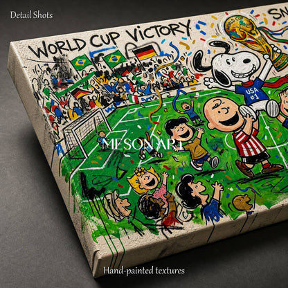 Snoopy World Cup Victory Pop Art Painting For Modern Living Room And Game Room Decor