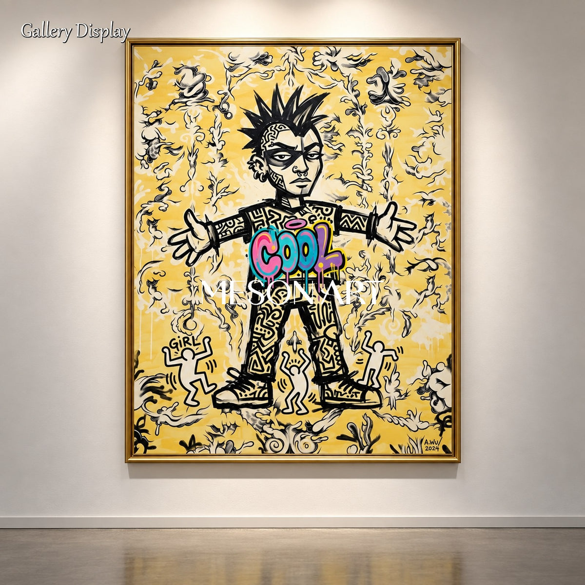 Gold And Black Graffiti Art Rectangular Wall Decor For Living Room By Mesonart
